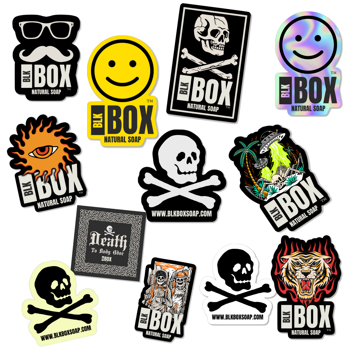 6 Pack Random Stickers - Black Box Soap